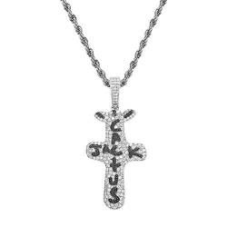 KMASAL 18 Karat Vergoldete Labrador-Diamant-Halskette Iced Out Cactus Jack Pendent Hip Hop-Kette Für Männer Frauen (silver) von KMASAL