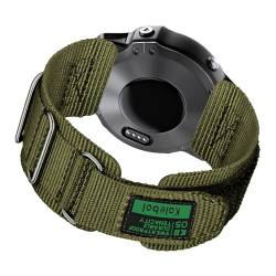 Sport Nylon Armband Kompatibel mit Garmin Fenix 7 Armbänder, mit Klettverschluss Einstellbar Metall Ringe Verschluss Geflochtenes Frauen Männer Ersatzarmband für Garmin Fenix 7 Uhrenarmband (Grün) von KMKJSH