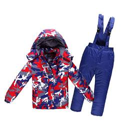 KMKM Kinder Bekleidungsset Junge Mädchen Süß Schneeanzug mit Kaputze Daunenjacke + Skihose 2tlg Verdickte Skianzug Winterjacke von KMKM