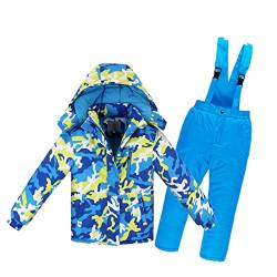 KMKM Kinder Bekleidungsset Junge Mädchen Süß Schneeanzug mit Kaputze Daunenjacke + Skihose 2tlg Verdickte Skianzug Winterjacke von KMKM