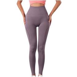 KODMNSW Damen Scrunch Leggings Po Push-Up Hose Bauchweg Sportleggins High Waist Sporthose Blickdicht Leggins Jogginghose Outdoor Hosen Frauen Lila S Warehouse Deal von KODMNSW