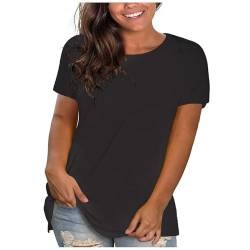 KOG Amazon Essentials Damen Tshirt Vintage Einfarbige Shirt Retro Baumwolle Tshirts Frau Tunika Oversized Tank Teenager Rundhals Große Größen Pullover Outlet Amazon Schwarz S von KOG