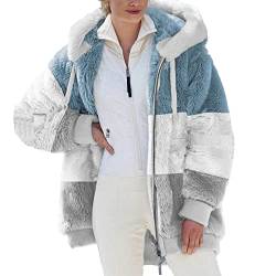 KOG Fleecejacke Damen Wintermantel Elegant Teddyjacke Teddy Fleecejacke Einfarbig Kleidung Jacken Sale Angebote Sweatjacke Vliesjacke Frau Wollmantel Baumwolle Gutschein Amazon Grau 3XL von KOG