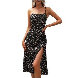 KOG Gutschein Sommerkleider Sommerkleid für Damen Mode Blusen Kleid Einfarbig Frauen 2024 Kleidung Blusenkleider Swing Umstandsmode Kleid Baumwolle Brautjungfernkleider Schwarz S von KOG