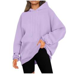 KOG Hoodie Damen Baumwolle Hooded Sweatshirt Einfarbige Hoodies Warm Bekleidung Frauen Oberteil Fashion Casual Frau Warmes Große Größen Oberteile Meine Bestellungen Anzeigen Lila M von KOG