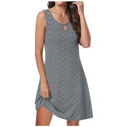 KOG Sale Angebote Sommerkleid Damen Sommerkleider Casual Blusenkleider Einfarbige Tunika Oberteil Shirtkleid Weiß Frauen Boho Kleidung Baumwolle Kleid Hochzeitsgast Outlet Angebote Grau L von KOG