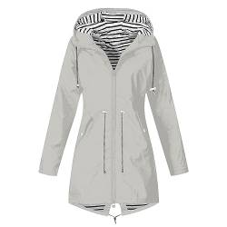 KOG Übergangsjacke Damen Regenjacke Wasserdicht Regenmantel Windbreaker mit Kapuze Fahrradjacke Regencape Regenjacken Windjacke Wanderjacke Outdoor Jacken Sale Damen Grau M von KOG