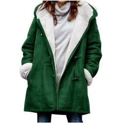 KOG Winterjacke für Damen Fleecejacke Wintermantel Warme Jacke Sport Jacke Einfarbig Oberteil Frau übergangsjacken Amazon Warehouse Deal Casual Retro Teenager Baumwolle Gutscheine Grün M von KOG