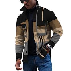 KONG JIMFAN Herren Jacken Vintage Jacken Herren Pullover Über Hemd Winterjacke Herren Fleecejacke Jackenhalter Wand Übergangsjacke Herren Herrenstrickjacke Schwarze Hemden Walkjacke(Light Brown,XXL) von KONG JIMFAN