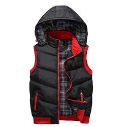 KONG JIMFAN Herren Winterjacke Sale Herren Steppweste 2024 Winter Thermo Weste Herren mit Kapuze Winterjacke Outdoor Jacke Übergangs Daunenweste Taschen Ärmellos Jacke Daunenjacken(Schwarz,XL) von KONG JIMFAN