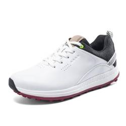 KONJACLY Herren Golf Sneaker wasserdichte Walking Trainer Professionelle Golf-Fitness-Sportschuhe Für Männer,Weiß,45 EU von KONJACLY