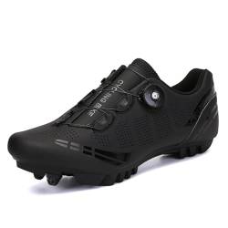 KONJACLY Herren Mountainbike-Schuhe, MTB-Schuhe Zum Hineinschlüpfen Indoor-Fahrradschuhe Kompatibel Mit SPD 2-Schrauben-Pedalen Mit Cleats,Schwarz,43 EU von KONJACLY