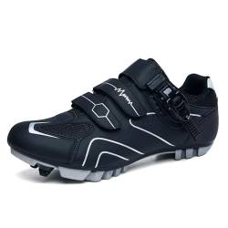 KONJACLY Herren Mountainbike Schuhe, Rennräder Trainingsschuhe Kompatibel Mit SPD & Look Delta rutschfeste Indoor-Fahrradschuhe,Schwarz,42 EU von KONJACLY