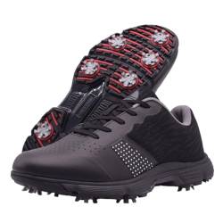 KONJACLY wasserdichte Golfschuhe Für Männer Anti-Rutsch-Athletik-Workout-Schuhe Große Größe Spikes Golfer Training Turnschuhe,Schwarz,47 EU von KONJACLY