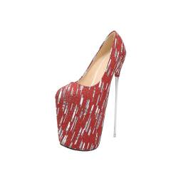 KOPQMJKIDFH Damen Hoher High Schuhe Geschlossen Runde Zeh mit Stiletto Pumps Elegant und Würdevoll Plateau Flacher Mund Heels Shoes Geeignet für Partys und Hochzeiten,A,39 von KOPQMJKIDFH