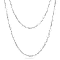 KRKC Herren Halskette, Silber Edelstahl Cuban Link Chain Panzerkette 3mm, Nickel-frei Dünne Kette Gliederkette für Männer Länge 55,9cm von KRKC