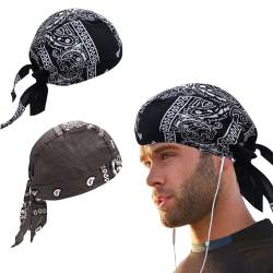 KSJEHW 2 Stücke Sports Bandana Cap Durag Bandana Kopftuch Fahrrad Kopfbedeckung Atmungsaktiv nimmt Schweiß auf Hat von KSJEHW