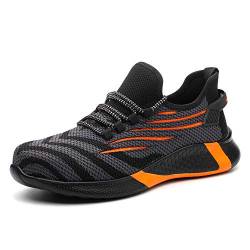 KTDYG Sicherheitsschuhe Herren Damen Arbeitsschuhe Leicht Sportlich Schutzschuhe Stahlkappe Sneaker, Orange, EU 40 von KTDYG