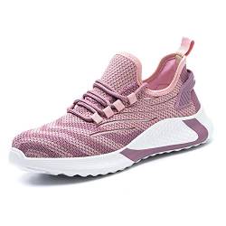 KTDYG Sicherheitsschuhe Herren Damen Arbeitsschuhe Leicht Sportlich Schutzschuhe Stahlkappe Sneaker, Pink, EU 41 von KTDYG