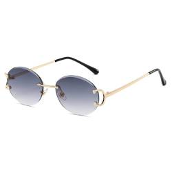 KTUCN Modische randlose, runde Sonnenbrille für Damen und Herren, Sonnenbrille mit Farbverlauf, rahmenlose Brillen, C3, BH10249 von KTUCN