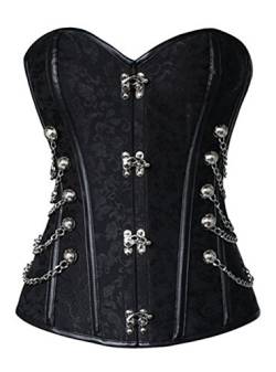 KUOSE Damen Vollbrust Faux Leder Steampunk Corsage Korsett Übergrößen S-6XL, Schwarz, 2XL(Eur40-42) von KUOSE