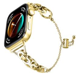 KUTEWEU Armband Kompatibel mit Huawei Watch Fit 3 Armbänder, Damen Metall Ersatz Niedlichen Edelstahl Link Armband Bling Armband Armreif für Huawei Fit 3 Smart Watch Strap (Gold) von KUTEWEU