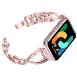 KUTEWEU Armband Kompatibel mit Samsung Galaxy Fit3 SM-R390 für Frauen Fitness Tracker Metall Ersatz niedlichen Armband mit Bling Strass Armband Armreif für Galaxy Fit 3 SM-R390 Watch Strap (Rose) von KUTEWEU