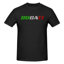 Compatible with Ducati Herren-T-Shirt aus Baumwolle, kurzärmelig, Rundhalsausschnitt, Klassische Passform, atmungsaktiv, Basic-T-Shirts, lässige Sommer-Tops von KVHSVEGO