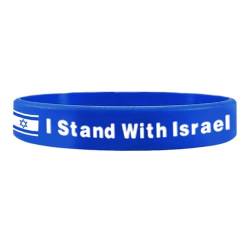 KWJNH Israelisches Silikon-Flaggen-Armband, ich stehe mit israelischen Silikon-Armbändern für Herren, wasserfester Armreif für Damen, Israel-Flagge von KWJNH