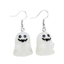 L8V0 Niedliche leuchtende Geister-Ohrringe, Acryl, Halloween-Ohrringe, gruselige Mikro-Ohrringe, Party-Schmuck, Charm-Geschenk, für Damen, 1.14*0.94in von KWJNH