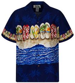 KY‘s Original Hawaiihemd, Flipflops Brustdruck, blau, XXL von KY's