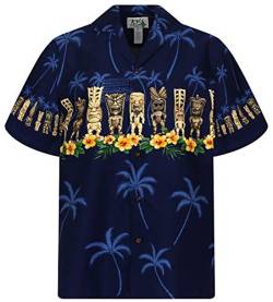 KY‘s Original Hawaiihemd, Totem Brustdruck, blau, L von KY's