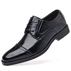 KYOESCAI Anzugschuhe Herren Klassischer Business Brogue Derby Oxford Hochzeit Schuhe Schnürschuh,Schwarz,39 EU von KYOESCAI