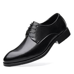 KYOESCAI Anzugschuhe Herren Klassischer Schwarz pu Lederschuhe Formale Business Schnürschuhe Derby Hochzeit Schuhe,Schwarz,44 EU von KYOESCAI