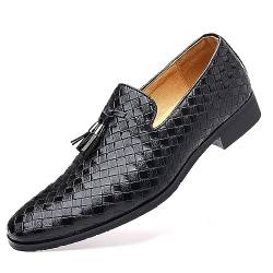 KYOESCAI Anzugschuhe Herren Mokassins Formale Klassischer Business Derby Oxford Hochzeit Fahrschuhe Schuhe mit Quasten,Schwarz,45 EU von KYOESCAI