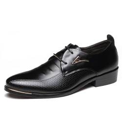 KYOESCAI Anzugschuhe Herren Schnürhalbschuhe Klassischer Business Derby Oxford Hochzeit Schuhe Für Formale Partei,Schwarz,41 EU von KYOESCAI