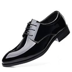 KYOESCAI Anzugschuhe Herren Schwarz Lackleder Klassischer Business Schuhe Oxford Derby Hochzeit Schuhe,Schwarz,46 EU von KYOESCAI