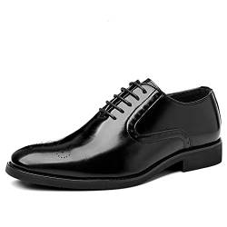 KYOESCAI Anzugschuhe Herren Schwarz Lederschuhe Klassischer Business Derby Oxford Brogue Hochzeit Schuhe,Schwarz,43 EU von KYOESCAI