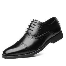 KYOESCAI Herren Anzugschuhe Klassischer Business Derby Oxford Hochzeit Brogue Schuhe Schnürhalbschuhe,Schwarz,48 EU von KYOESCAI