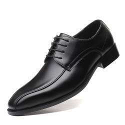 KYOESCAI Herren Anzugschuhe Klassischer Business Derby Oxford Hochzeit Schuhe Schwarz Schnürschuh,Schwarz,43 EU von KYOESCAI