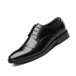 KYOESCAI Herren Anzugschuhe Klassischer Business Derby Oxford Hochzeit Schuhe Schwarz Schnürschuh Lederschuhe,Schwarz,46 EU von KYOESCAI