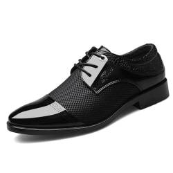 KYOESCAI Herren Anzugschuhe Schnürhalbschuhe Klassischer Business Derby Oxford Schuhe Hochzeitsschuhe,Schwarz,46 EU von KYOESCAI