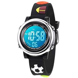 KZKR 3D Kinderuhr Jungen Sport Digital Armbanduhr 7 LED Silikon Quarz Analog Lernuhr Geschenk Uhr Lernuhr Fußball Kinder von KZKR