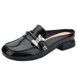 Kaaeaoa Flache Slipper für Damen, geschlossene Arbeitsschuhe mit niedrigem Absatz, Freizeitschuhe für Damen(Black,38 EU) von Kaaeaoa