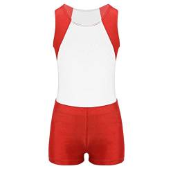 Kaerm Kinder Jungen Mädchen Turnanzug Gymnastikanzug Ärmellos Sport Overall Jumpsuit Kurz Mit Shorts Fitness 2tlg Sportbekleidung Sportswear Weiß 146-152 von Kaerm