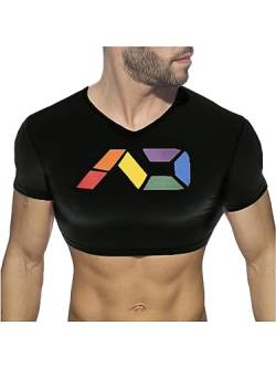 Kaerm T-Shirt Herren Bunt LGBT Regenbogen Farbe Print Tank Top Sommer Kurzarm Shirt Unterhemd Bauchfrei Jogging Oberteil Streetwear Schwarz M von Kaerm