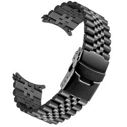 Kai Tian 22mm gekrümmte Enden Edelstahl Uhrenarmband für Männer Frauen verjüngt Links Screw-in Uhrenarmbänder 3D Ersatz Armband Deployment Schnalle von Kai Tian