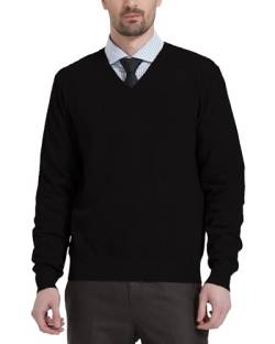 Kallspin Herren Strickpullover aus Wollmischung V-Ausschnitt Langarm Comfort Fit Pullover(Schwarz, 3XL) von Kallspin