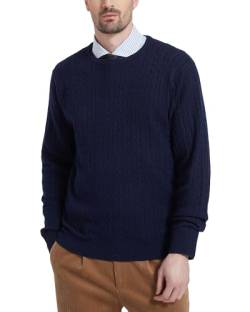 Kallspin Herren Wollmischung Zopfmuster Rundhalsausschnitt Pullover Sweater(Marineblau, 3XL-Tall) von Kallspin