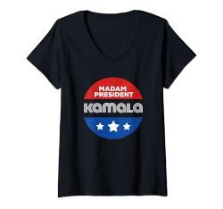 Damen Kamala Harris 47. Madam President 2024 Wahlkampagne T-Shirt mit V-Ausschnitt von Kamala Harris President 2024 Election Accessories